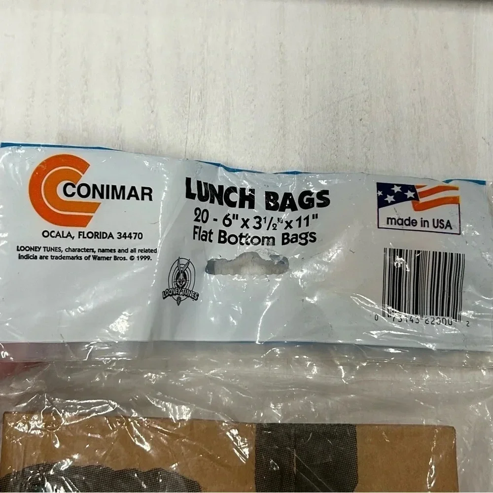 NWT Vintage Looney‎ Tunes Bugs Bunny Lunch Bags 1998 Brown Paper Treasure Hunt